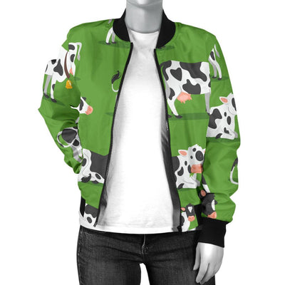 Cow Happy Print Pattern Women Casual Bomber Jacket