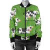 Cow Happy Print Pattern Women Casual Bomber Jacket