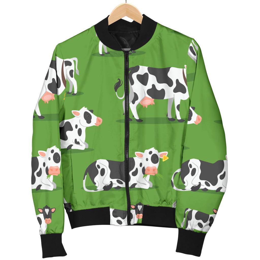 Cow Happy Print Pattern Women Casual Bomber Jacket