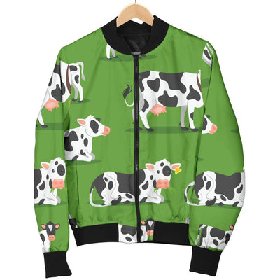 Cow Happy Print Pattern Women Casual Bomber Jacket