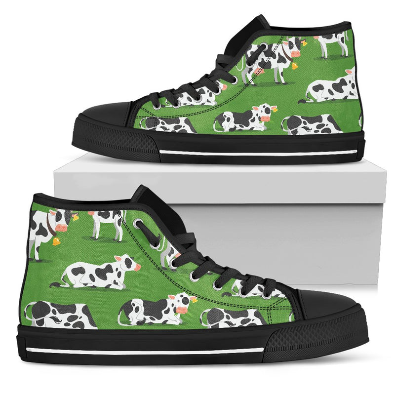 Cow Happy Print Pattern Women High Top Shoes