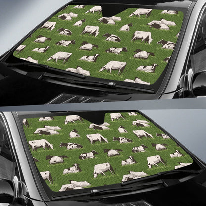 Cow on Grass Print Pattern Car Sun Shade For Windshield