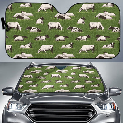 Cow on Grass Print Pattern Car Sun Shade For Windshield