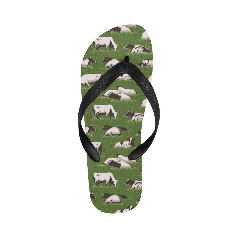 Cow on Grass Print Pattern Flip Flops-JTAMIGO.COM