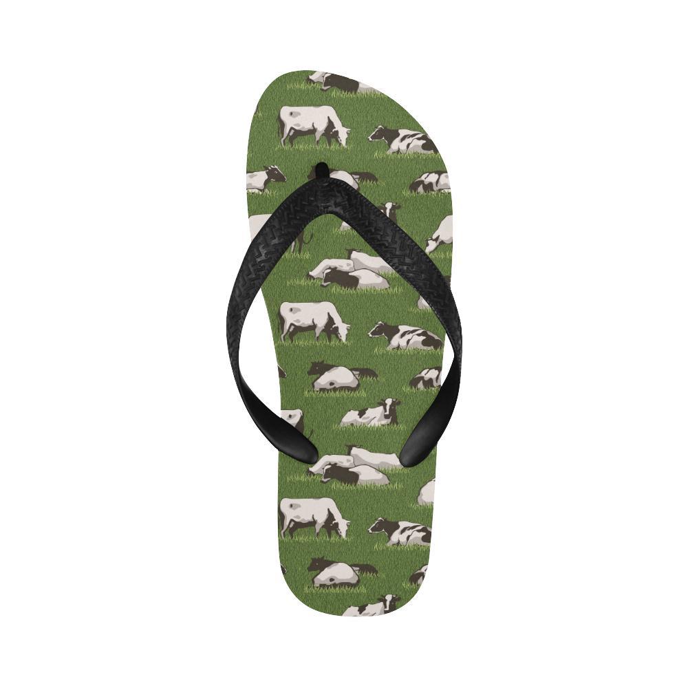 Cow on Grass Print Pattern Flip Flops-JTAMIGO.COM