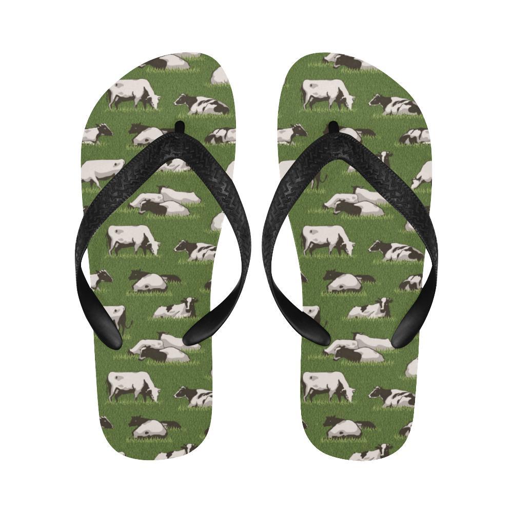Cow on Grass Print Pattern Flip Flops-JTAMIGO.COM