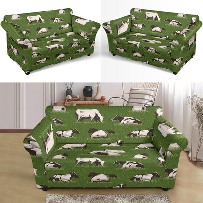 Cow on Grass Print Pattern Loveseat Slipcover-JTAMIGO.COM