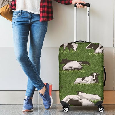 Cow On Grass Print Pattern Luggage Cover Protector