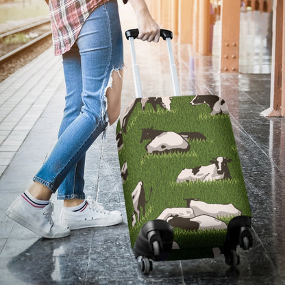 Cow On Grass Print Pattern Luggage Cover Protector