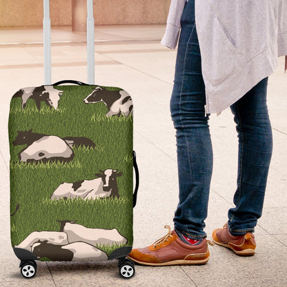Cow On Grass Print Pattern Luggage Cover Protector