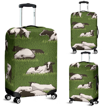 Cow On Grass Print Pattern Luggage Cover Protector