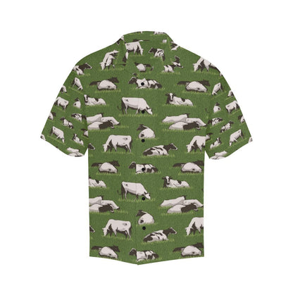 Cow on Grass Print Pattern Men Aloha Hawaiian Shirt
