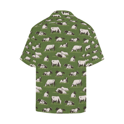 Cow on Grass Print Pattern Men Aloha Hawaiian Shirt