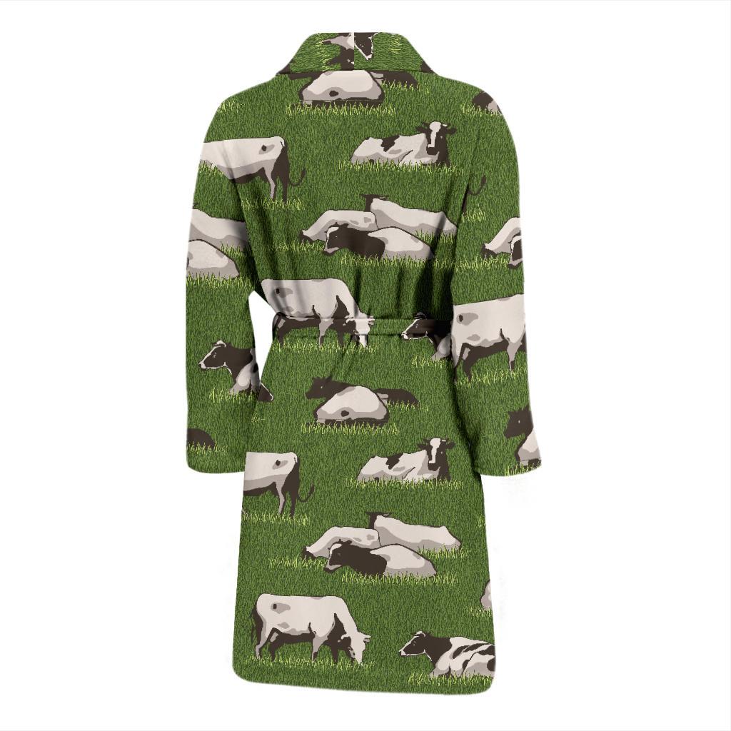 Cow on Grass Print Pattern Men Bath Robe-JTAMIGO.COM