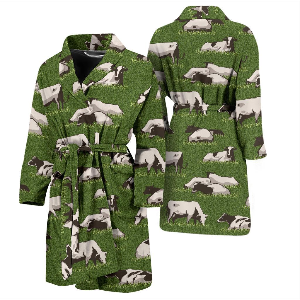 Cow on Grass Print Pattern Men Bath Robe-JTAMIGO.COM