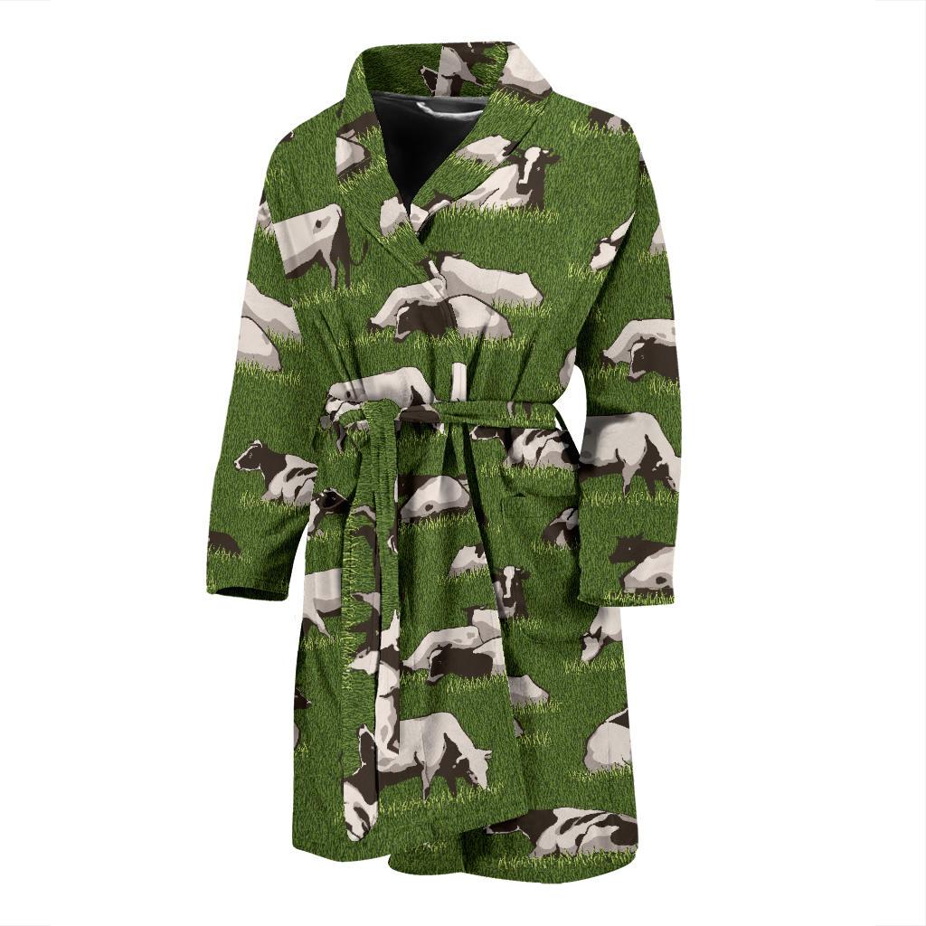 Cow on Grass Print Pattern Men Bath Robe-JTAMIGO.COM