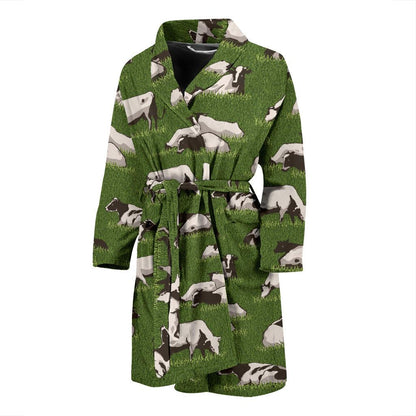 Cow on Grass Print Pattern Men Bath Robe-JTAMIGO.COM