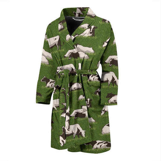Cow on Grass Print Pattern Men Bath Robe-JTAMIGO.COM