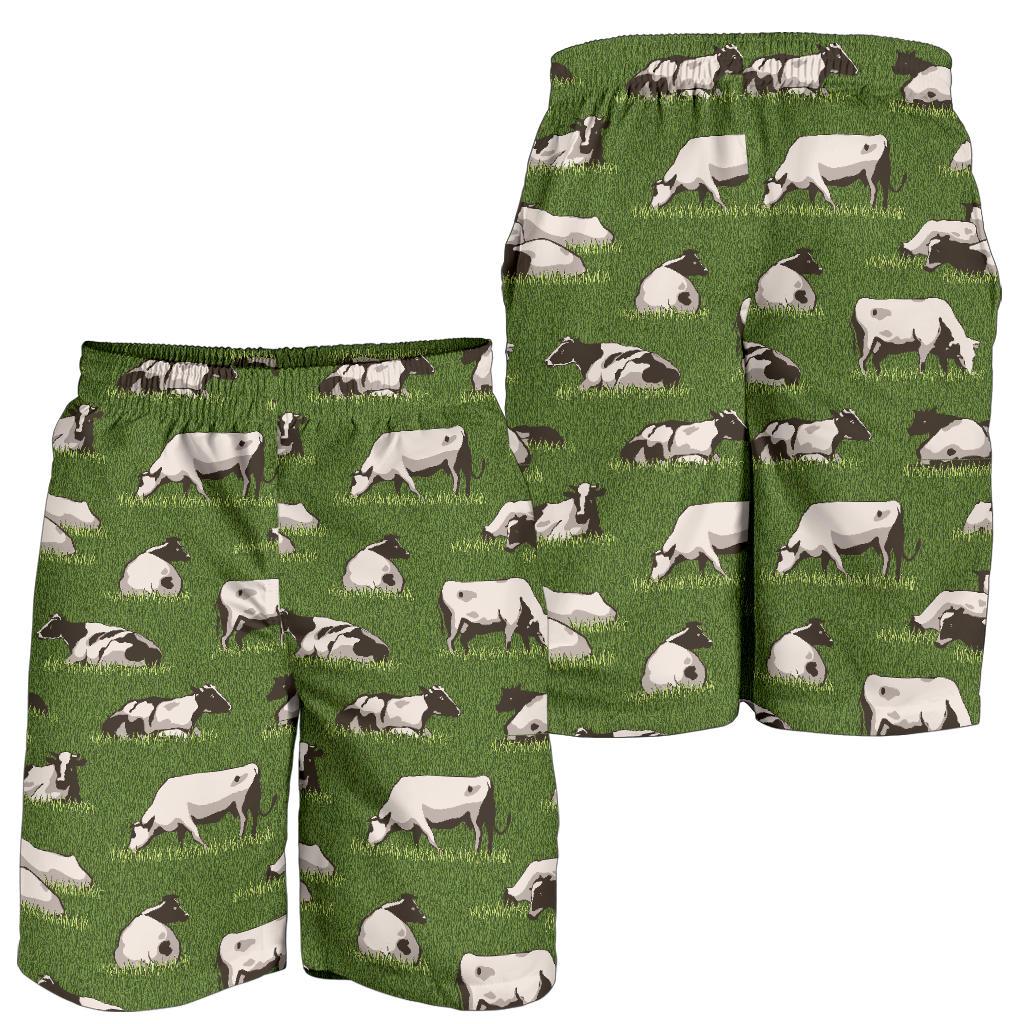 Cow on Grass Print Pattern Mens Shorts-JTAMIGO.COM