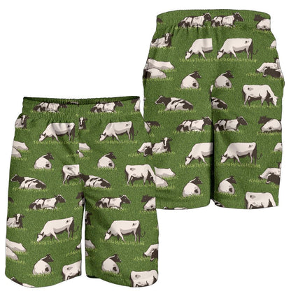 Cow on Grass Print Pattern Mens Shorts-JTAMIGO.COM