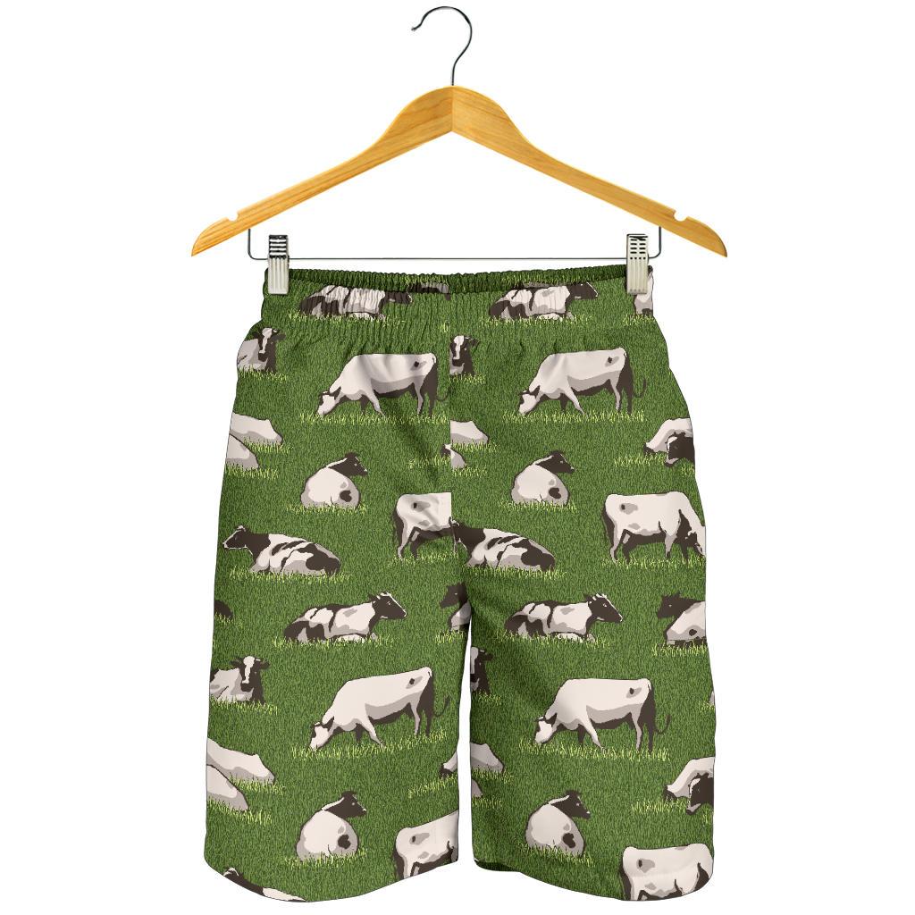 Cow on Grass Print Pattern Mens Shorts-JTAMIGO.COM