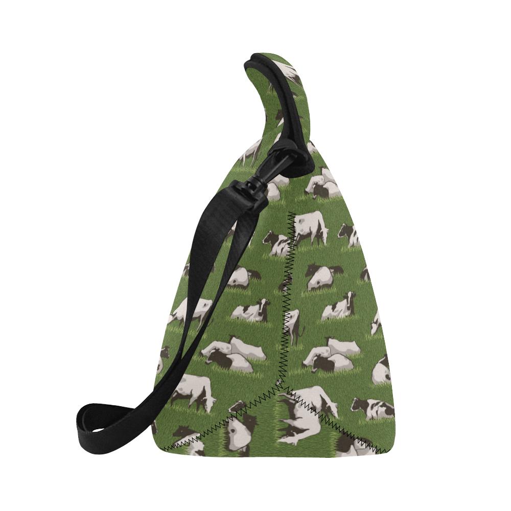 Cow on Grass Print Pattern Neoprene Lunch Bag (Model 1669)(Large)-JTAMIGO.COM