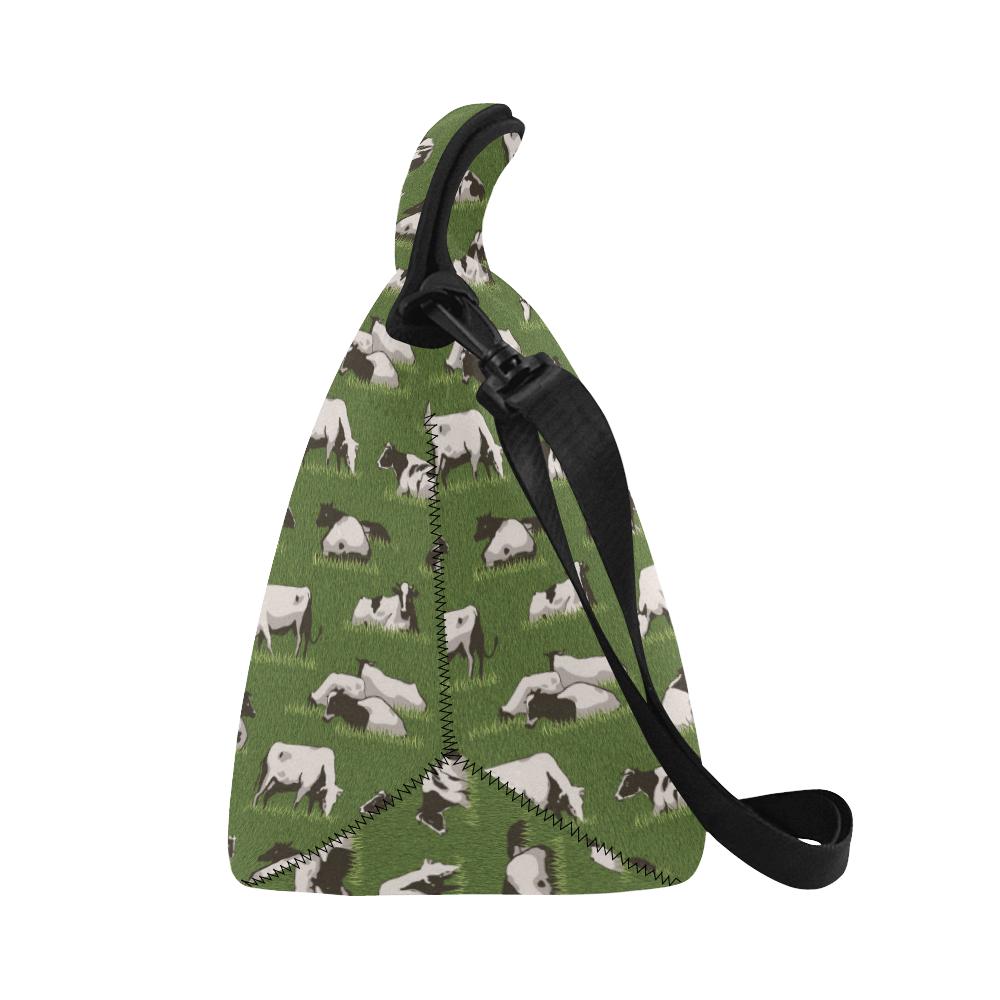 Cow on Grass Print Pattern Neoprene Lunch Bag (Model 1669)(Large)-JTAMIGO.COM