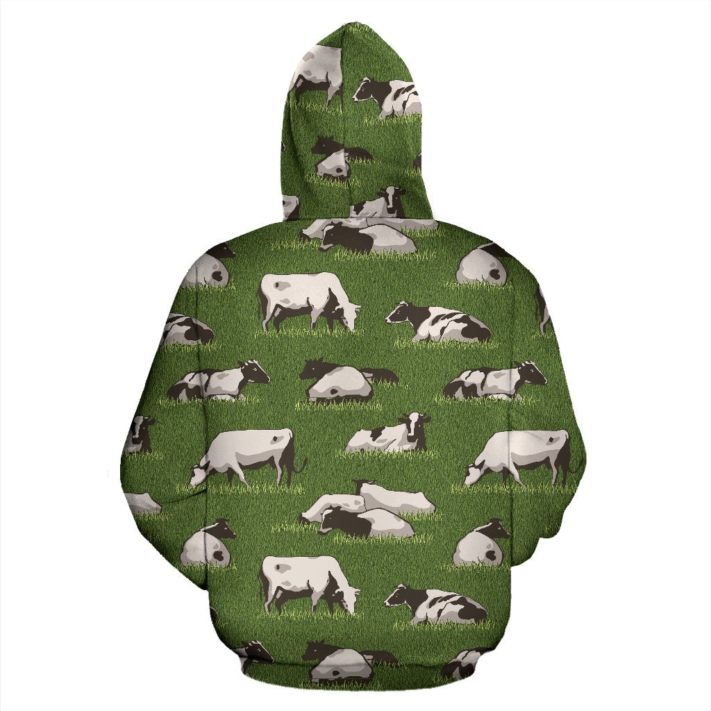 Cow on Grass Print Pattern Pullover Hoodie