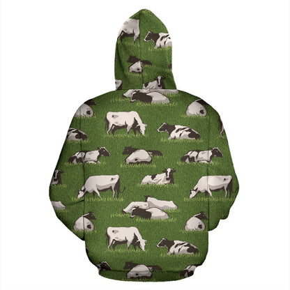 Cow on Grass Print Pattern Pullover Hoodie