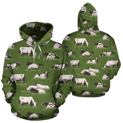 Cow on Grass Print Pattern Pullover Hoodie