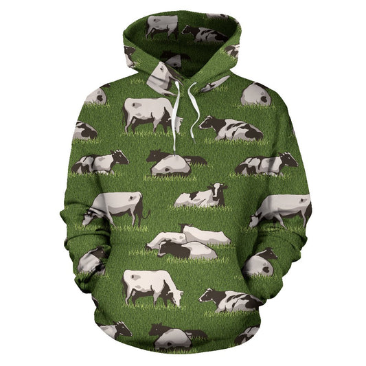 Cow on Grass Print Pattern Pullover Hoodie