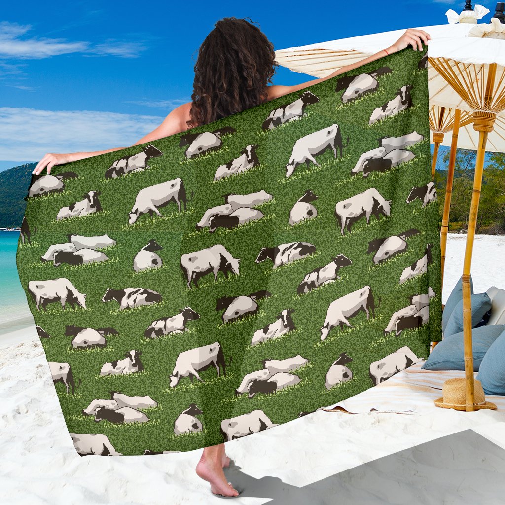 Cow on Grass Print Pattern Sarong Pareo Wrap