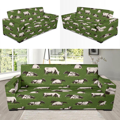 Cow on Grass Print Pattern Sofa Slipcover-JTAMIGO.COM