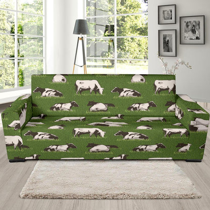 Cow on Grass Print Pattern Sofa Slipcover-JTAMIGO.COM