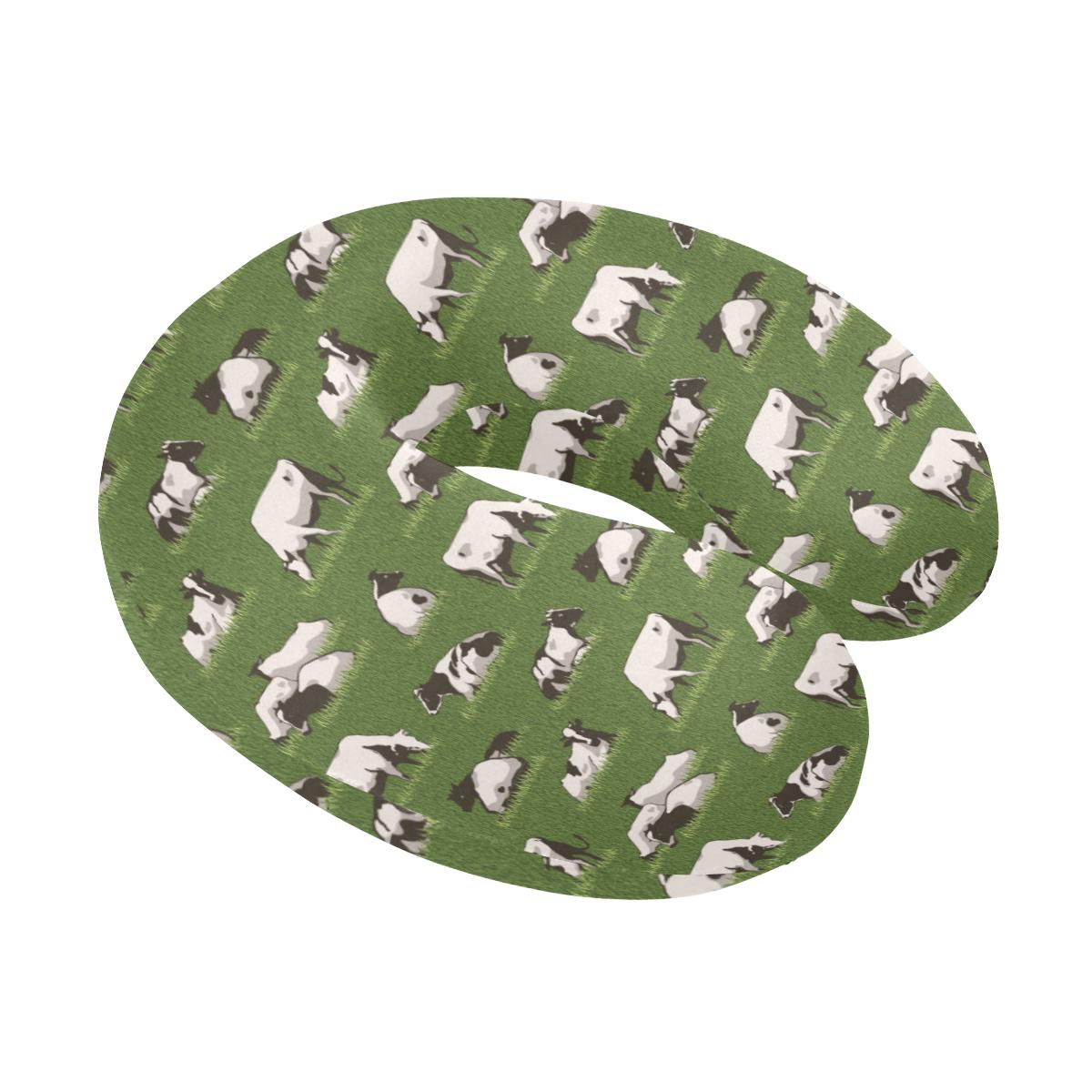 Cow on Grass Print Pattern U-Shaped Travel Neck Pillow-JTAMIGO.COM