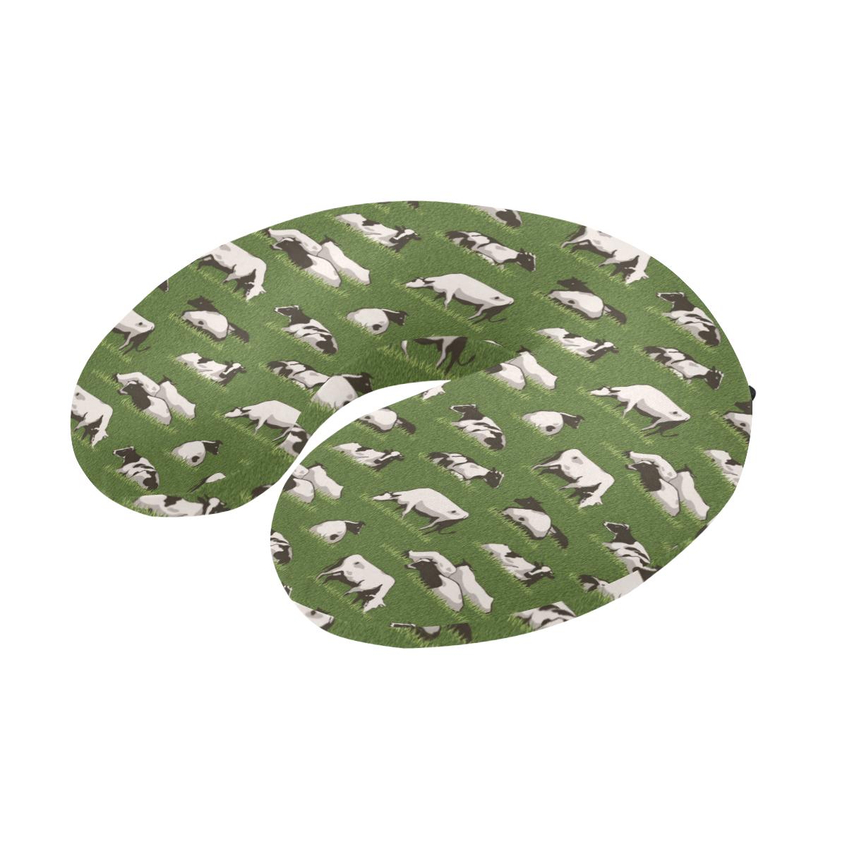 Cow on Grass Print Pattern U-Shaped Travel Neck Pillow-JTAMIGO.COM