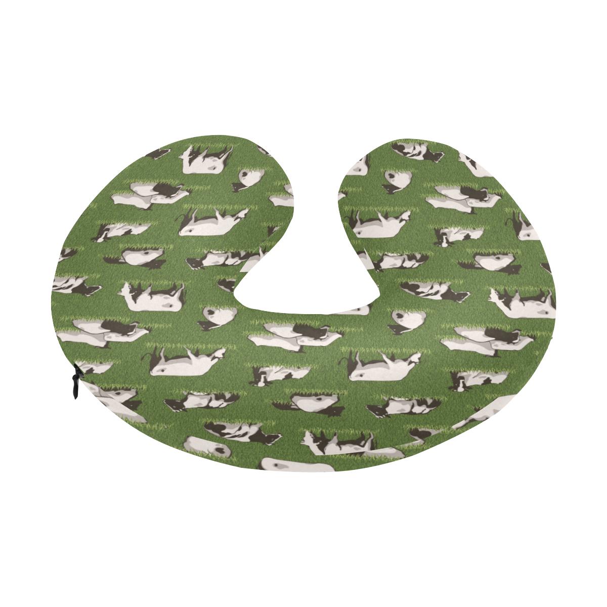 Cow on Grass Print Pattern U-Shaped Travel Neck Pillow-JTAMIGO.COM
