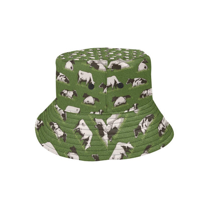 Cow on Grass Print Pattern Unisex Bucket Hat