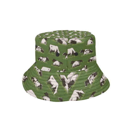 Cow on Grass Print Pattern Unisex Bucket Hat