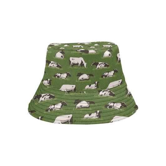 Cow on Grass Print Pattern Unisex Bucket Hat