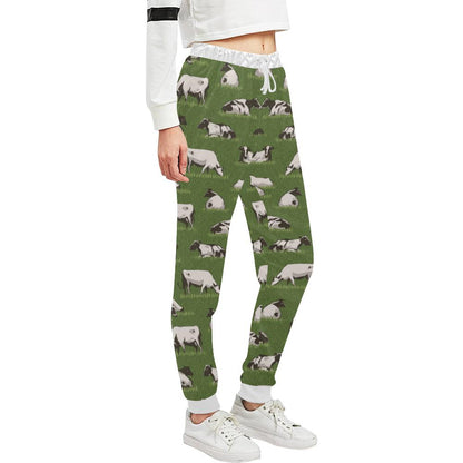 Cow on Grass Print Pattern Unisex Casual Sweatpants (Model L11)-JTAMIGO.COM