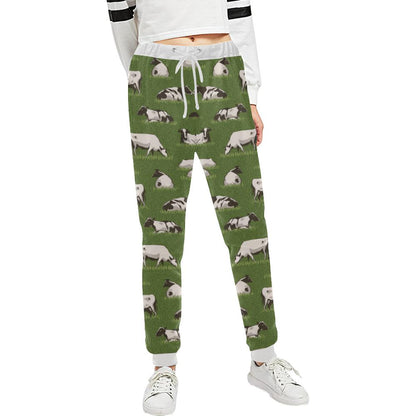 Cow on Grass Print Pattern Unisex Casual Sweatpants (Model L11)-JTAMIGO.COM
