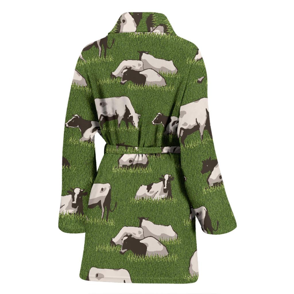 Cow on Grass Print Pattern Women Bath Robe-JTAMIGO.COM
