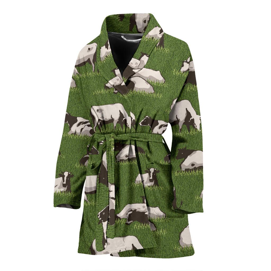 Cow on Grass Print Pattern Women Bath Robe-JTAMIGO.COM