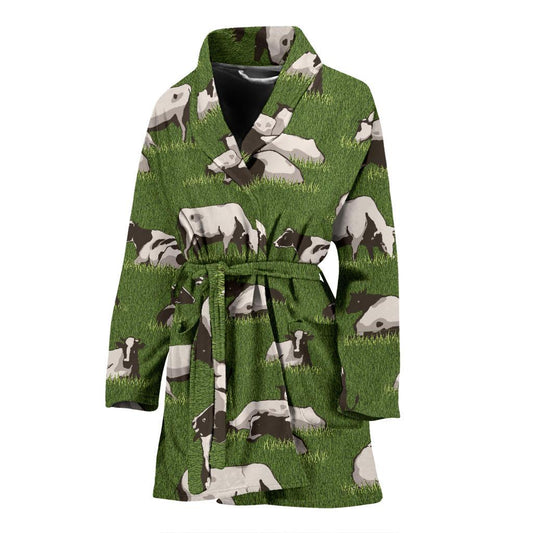 Cow on Grass Print Pattern Women Bath Robe-JTAMIGO.COM