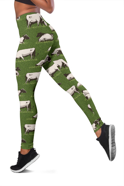 Cow on Grass Print Pattern Women Leggings