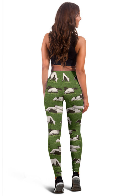 Cow on Grass Print Pattern Women Leggings