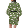 Cow on Grass Print Pattern Women Short Kimono Robe
