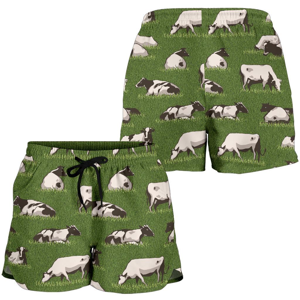 Cow on Grass Print Pattern Women Shorts-JTAMIGO.COM