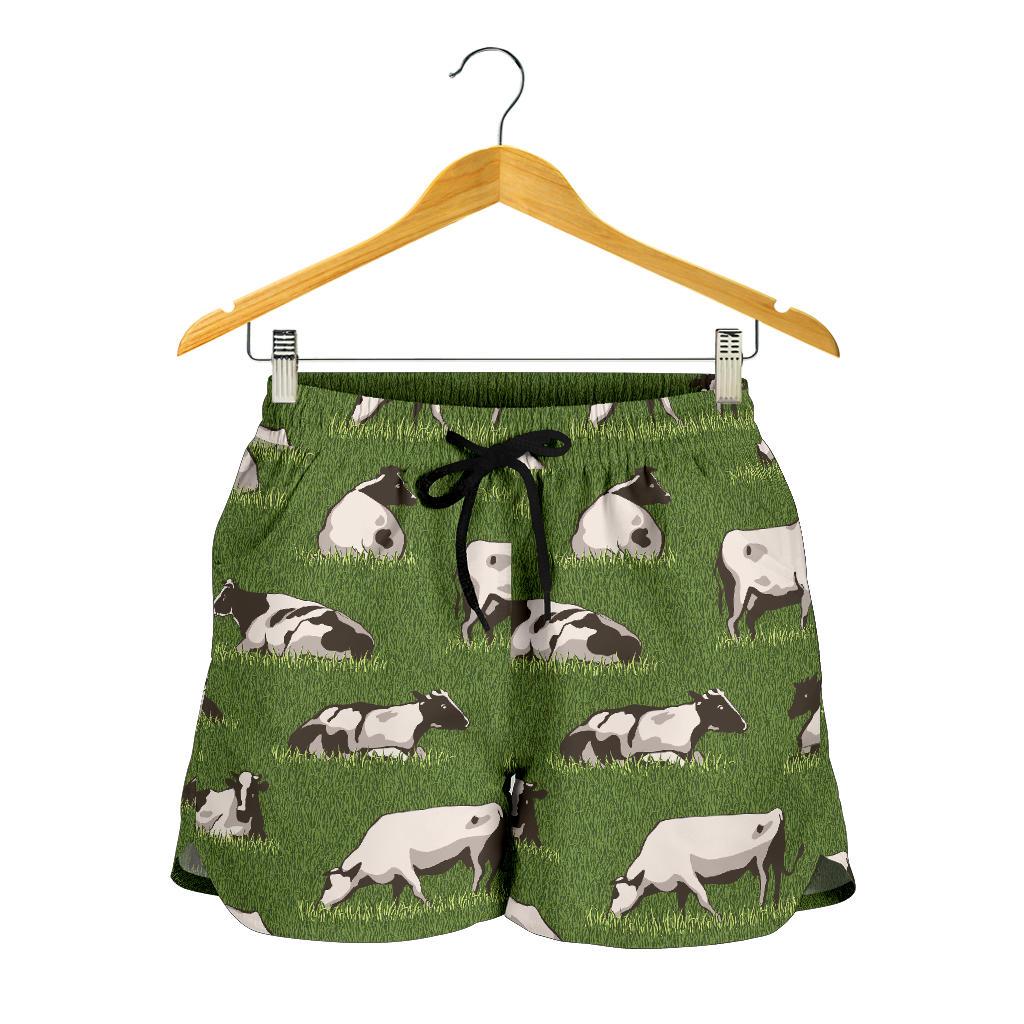 Cow on Grass Print Pattern Women Shorts-JTAMIGO.COM